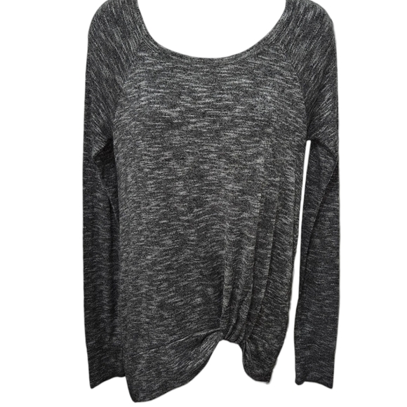 Juicy Couture Medium Marled Gray Hem Knot Long Sleeve Lightweight Sweater Top - Picture 1 of 2